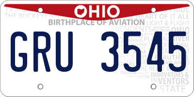 OH license plate GRU3545