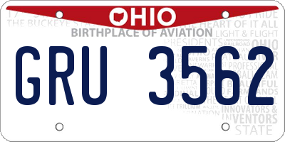 OH license plate GRU3562
