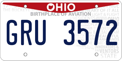 OH license plate GRU3572