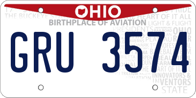 OH license plate GRU3574