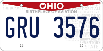 OH license plate GRU3576