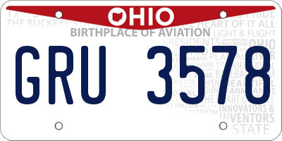 OH license plate GRU3578