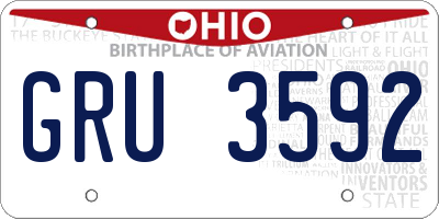 OH license plate GRU3592