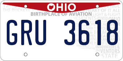 OH license plate GRU3618