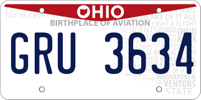 OH license plate GRU3634