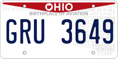 OH license plate GRU3649