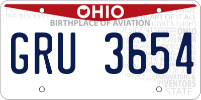 OH license plate GRU3654