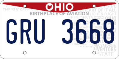 OH license plate GRU3668