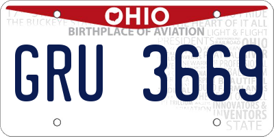 OH license plate GRU3669