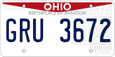 OH license plate GRU3672