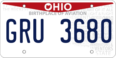 OH license plate GRU3680