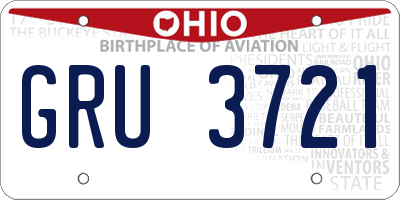 OH license plate GRU3721