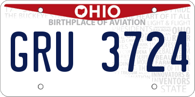 OH license plate GRU3724