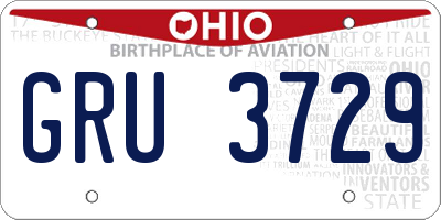 OH license plate GRU3729