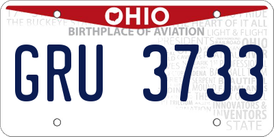 OH license plate GRU3733
