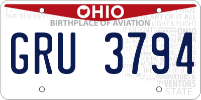 OH license plate GRU3794