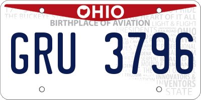 OH license plate GRU3796