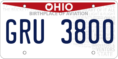 OH license plate GRU3800