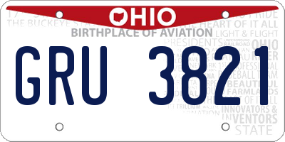 OH license plate GRU3821