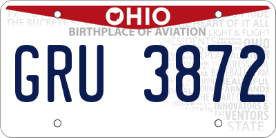 OH license plate GRU3872