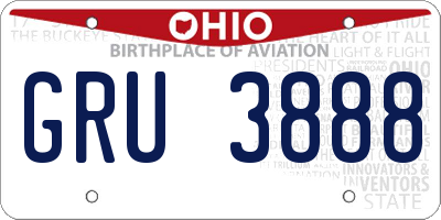 OH license plate GRU3888