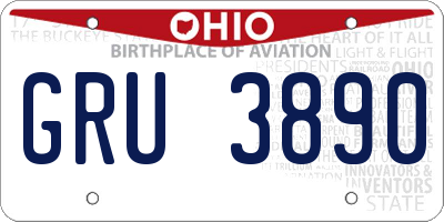 OH license plate GRU3890