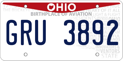 OH license plate GRU3892