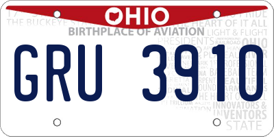 OH license plate GRU3910