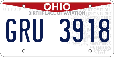 OH license plate GRU3918