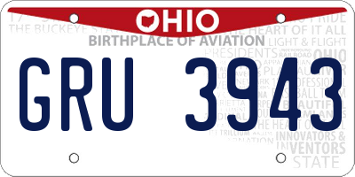 OH license plate GRU3943