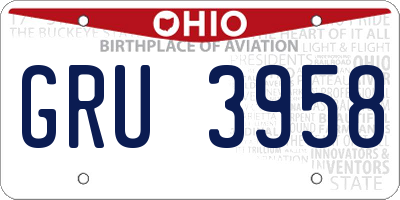 OH license plate GRU3958