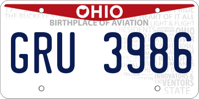 OH license plate GRU3986