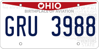 OH license plate GRU3988