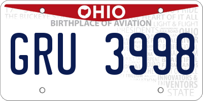 OH license plate GRU3998