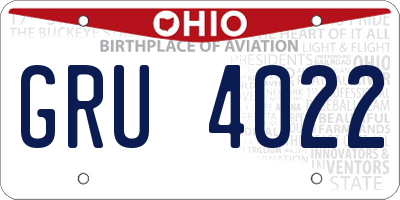 OH license plate GRU4022