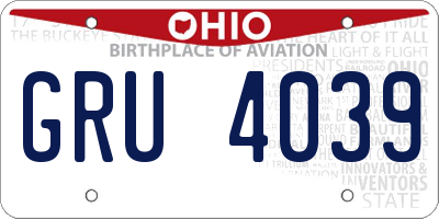 OH license plate GRU4039