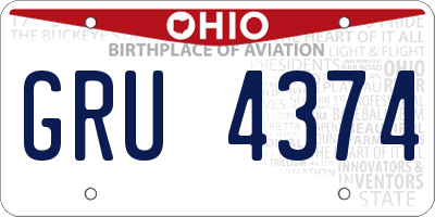 OH license plate GRU4374