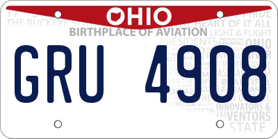 OH license plate GRU4908