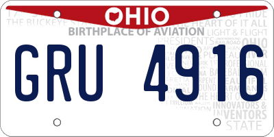 OH license plate GRU4916