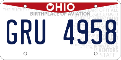 OH license plate GRU4958