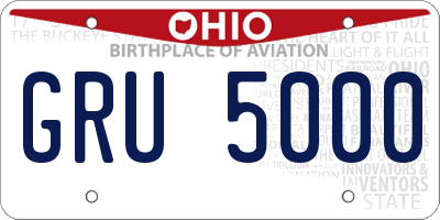 OH license plate GRU5000