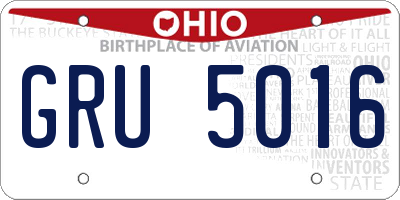 OH license plate GRU5016