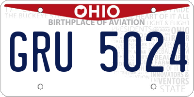 OH license plate GRU5024