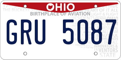 OH license plate GRU5087