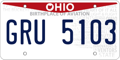 OH license plate GRU5103