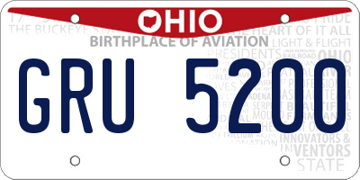 OH license plate GRU5200