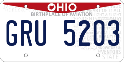 OH license plate GRU5203