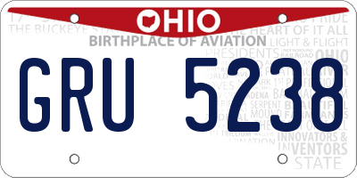 OH license plate GRU5238