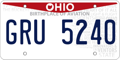OH license plate GRU5240