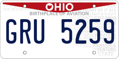 OH license plate GRU5259